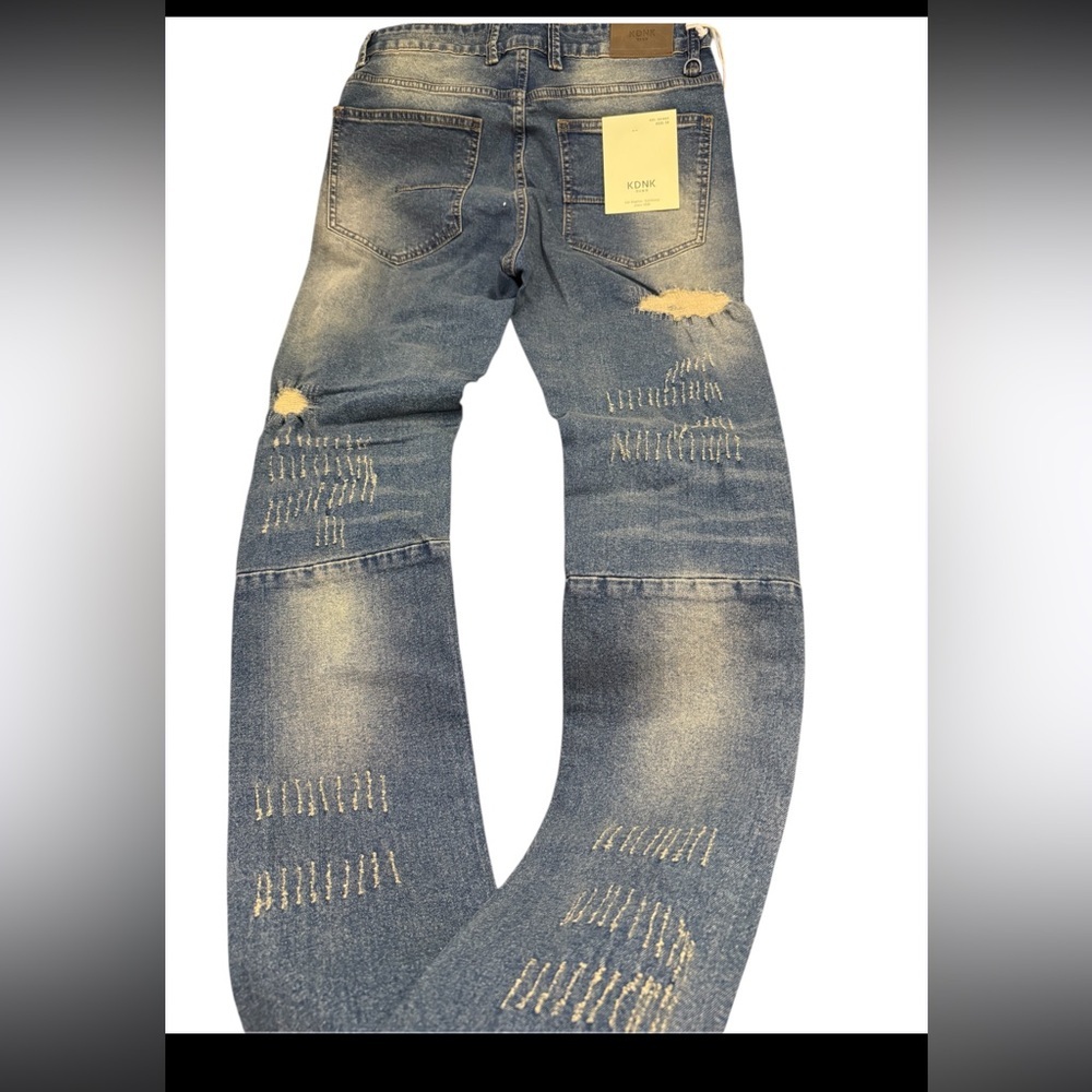 NWT KDNK Rip & Repair Distressed Skinny Jeans - Dark Blue Acid Wash - Size 30